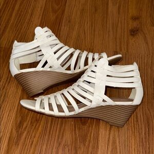 Women's White Strappy Wedge Sandals. BRAND NEW!!